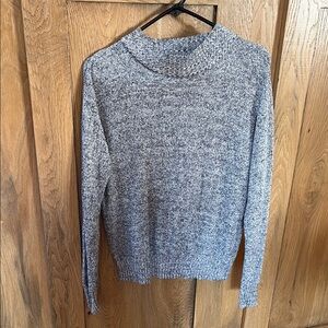 Cute Dark Blue/White Lightweight Sweater with Cowl